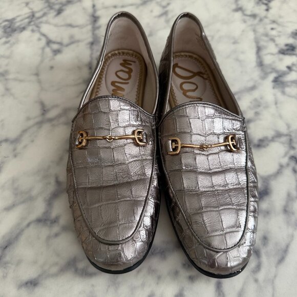 Sam Edelman Loraine Metallic/Croc Embossed Leather Loafer Womens Size US 6 - Picture 1 of 7